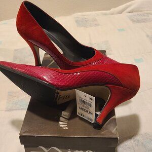 Women’s Red Nina Lillian Gloss Snake/Suede Pumps